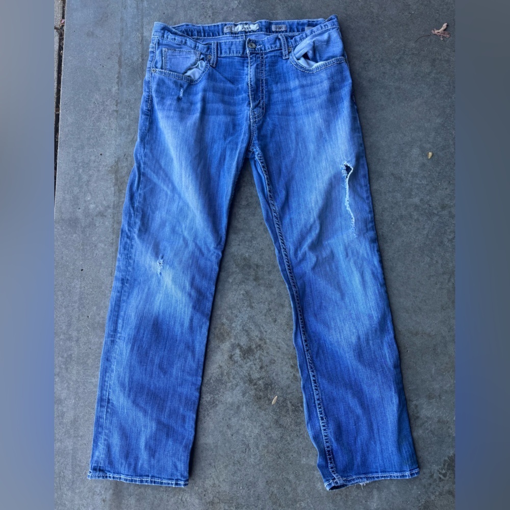 Buckle Men's Distressed Skinny Jeans - Blue